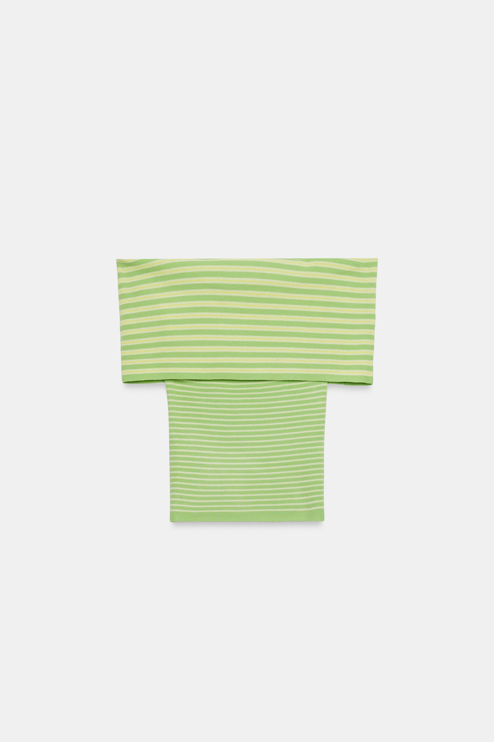 STRIPED OFF-SHOULDER KNIT TOP